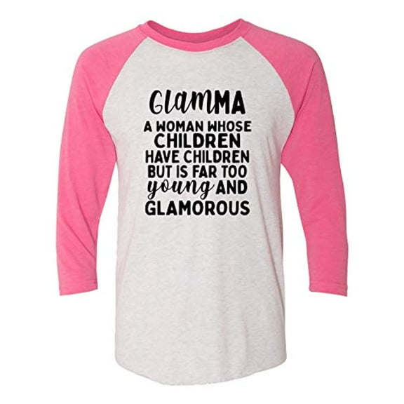 Trenz Shirt Company Funny Glamma Ladies Baseball Tee-Pink-Large