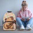 thumbnail image 2 of KUIFORTI Cartoon Capybara Guitar Music Print Kids Backpack LLightweight Polyester School Bag for Elementary Middle Boys Girls Back to School Gift for Students, 2 of 7