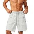 thumbnail image 5 of Men's Quick Dry 7-Inch Beach Shorts, Elastic Waist Drawstring Solid Color Swim Trunks with Zipper Pockets, Lightweight Breathable Summer Thin Shorts for Men White, 5 of 5