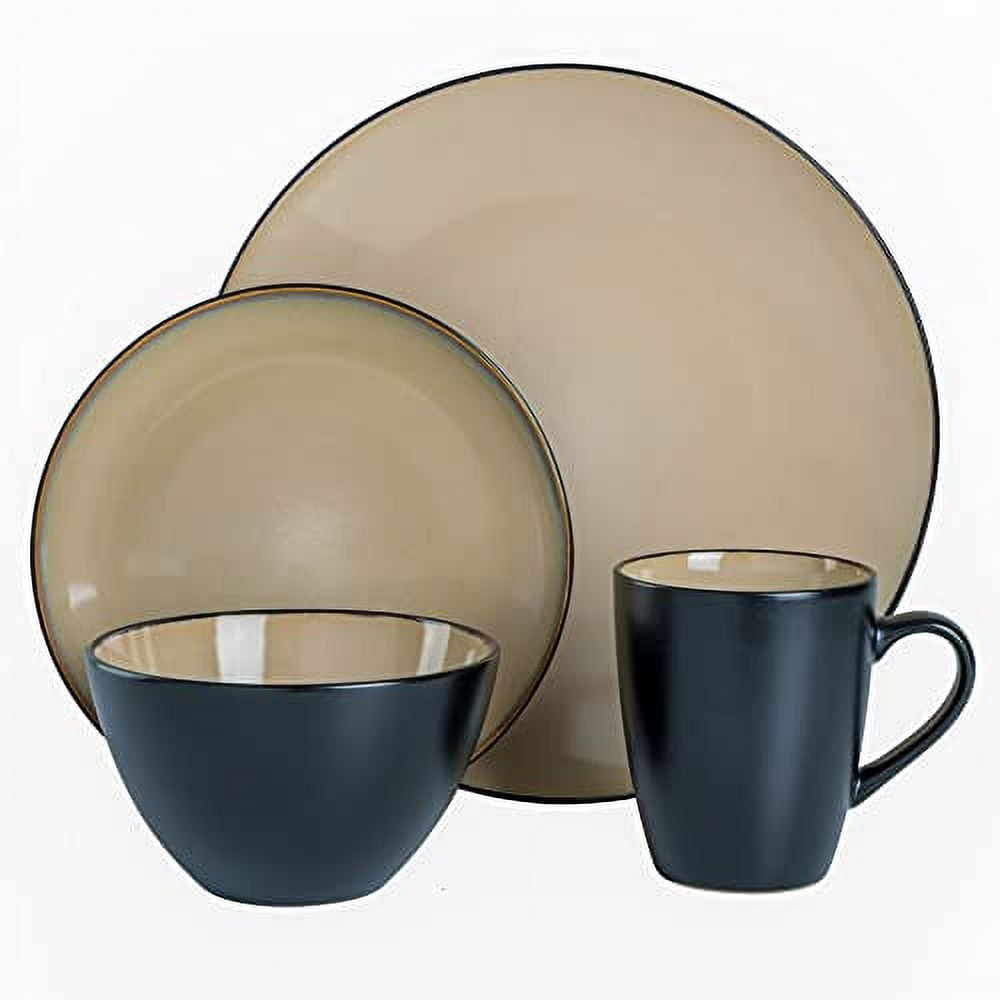 Gibson Soho Lounge Round 16-Piece Dinnerware Set - Taupe