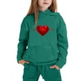 thumbnail image 4 of Kids 2 Piece Sweatsuit Set Hooded Print Sweatshirts Elastic Waist Jogger Pants Casual Sports Outfits With Pockets (160, Green), 4 of 5