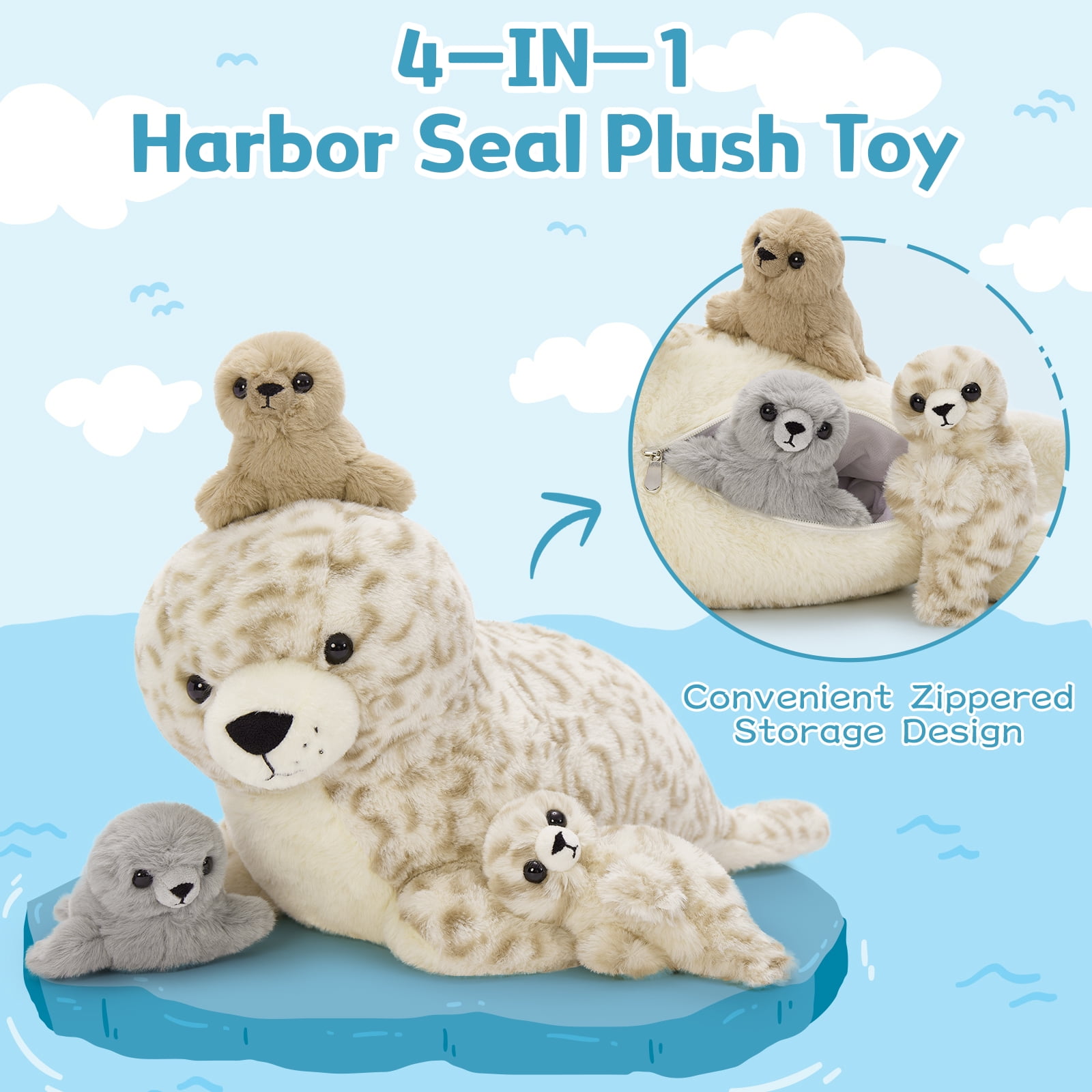MaoGoLan 4 Pcs Seal Stuffed Animal Set 20