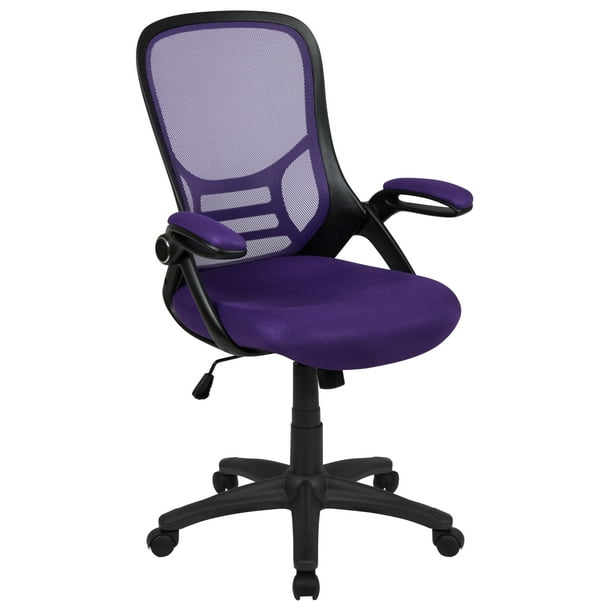 44 Black And Purple High Back Ergonomic Swivel Office Chair With Flip Up Arms Walmart Com Walmart Com