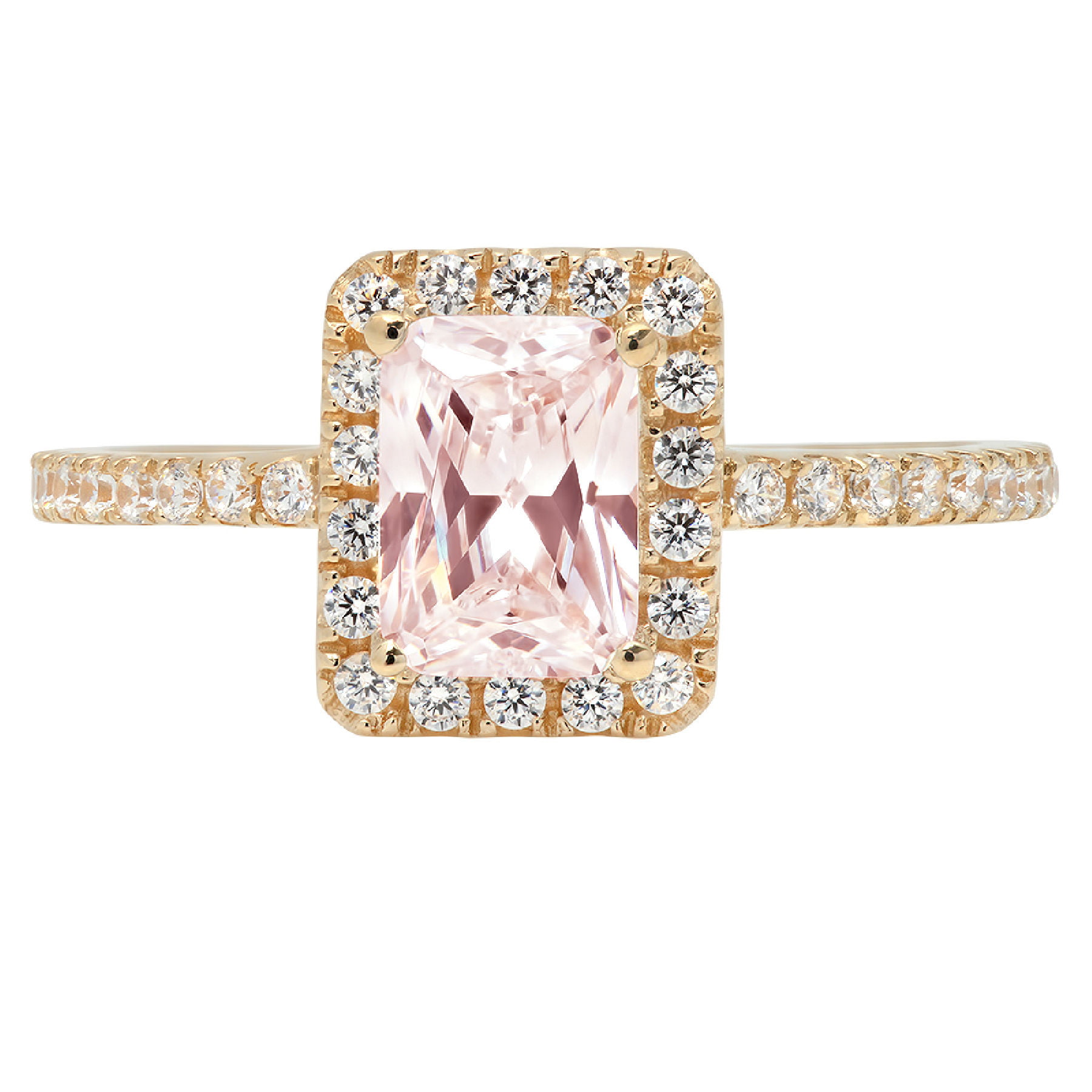Brilliant Princess Cut Accent Solitaire Engagement Wedding Bridal Promise Ring in Solid 14k Rose Gold For Women 1.86ct