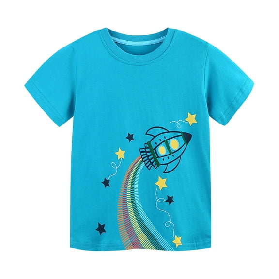 THDHVS Shirts for Girls, Baby Girl Clothes, Car Print Graphic T Shirt Toddler Girl Holiday Vacation Tee Tops Sky Blue 4-5 Years