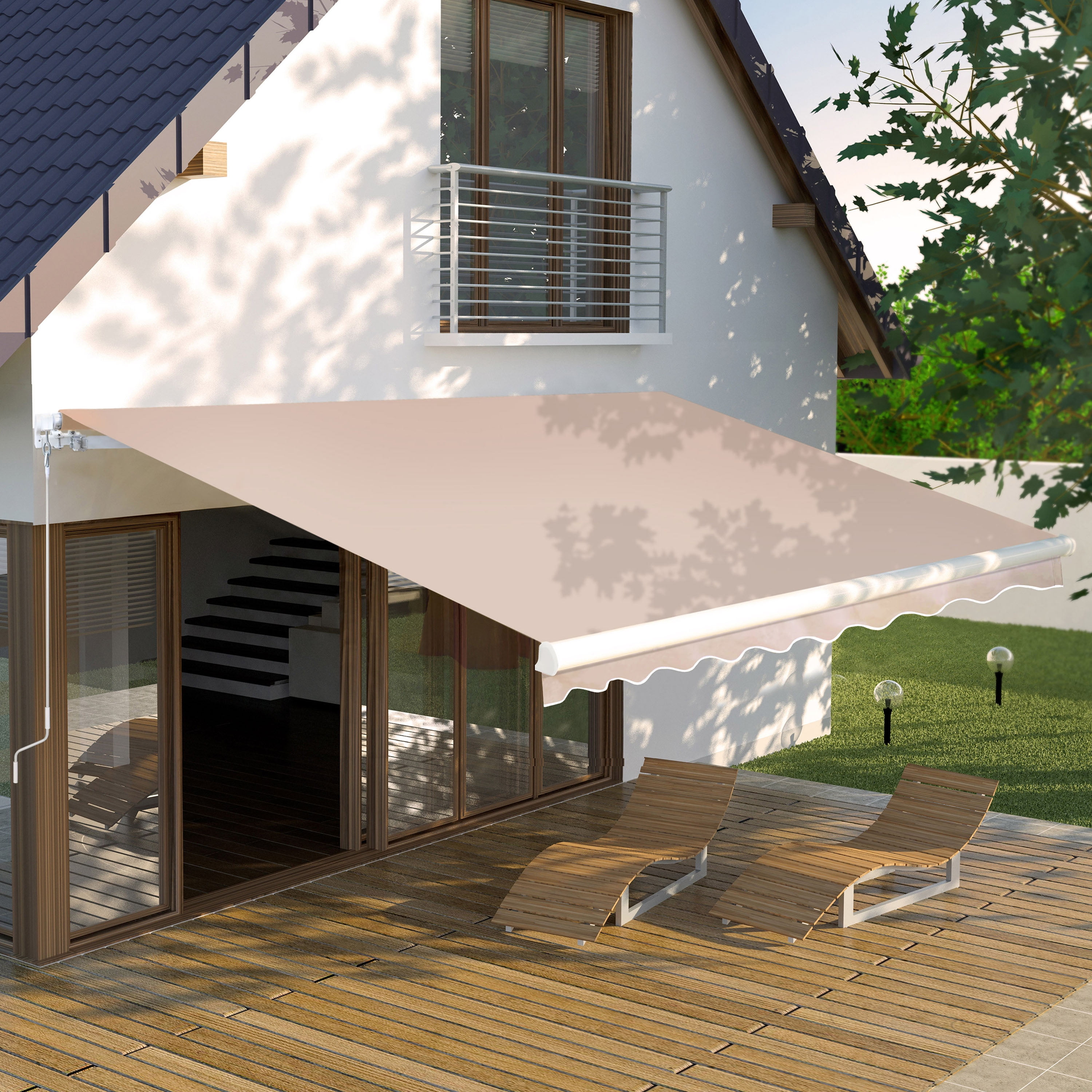 VEIKOUS 10'x8' Retractable Patio Awning Sun Shade Cover with Manual