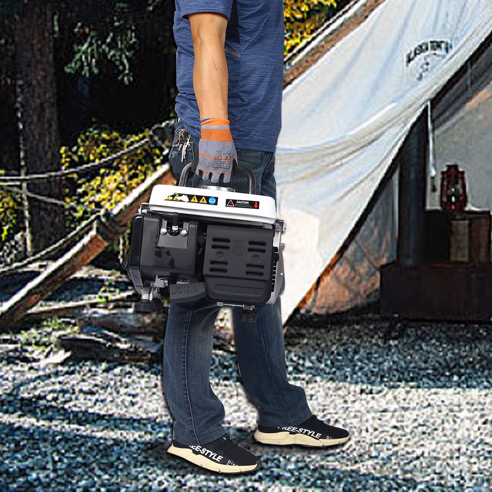 iRerts Portable Generator, 71CC Outdoor Generator Gas Powered with 2 Stroke and Handle, Low Noise Gas Powered Generator for Camping Home Outdoor Indoor, White