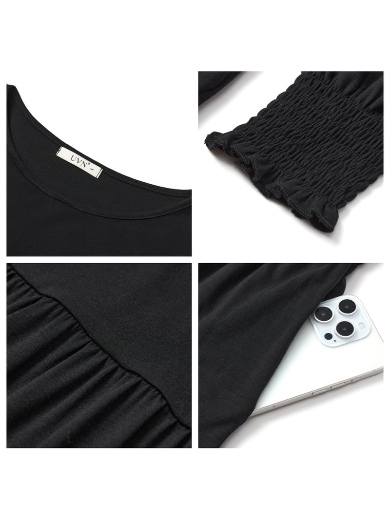 UVN Fall Long Dress for Women Crewneck Casual Long Sleeve Pleated Dresses with Pockets - Walmart.com UVN Fall Long Dress for Women Crewneck Casual Long Sleeve Pleated Dresses with Pockets - Walmart.com