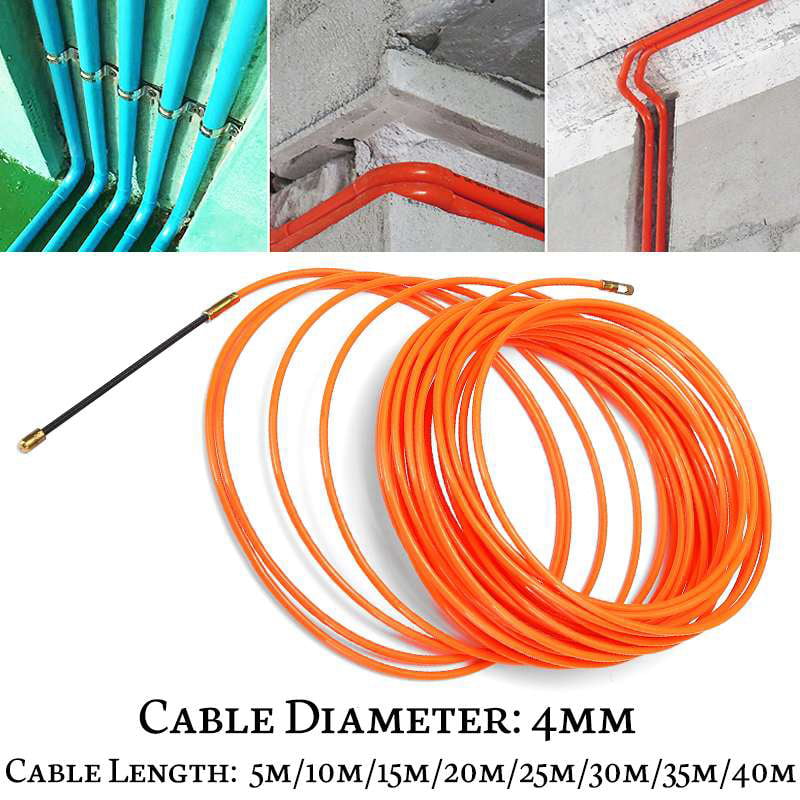 TOOGOO 4Mm 25 MèTres De Dispositif De Guidage Orange En Nylon De Cable éLectrique Push Pullers Duct Snake Rodder Fish Tape Wire 