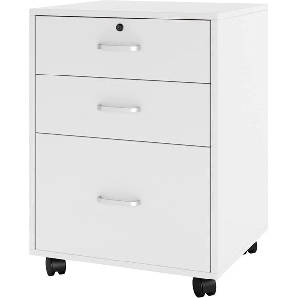 SogesPower Rolling Filing Cabinet with 3 Drawers Wood Mobile File ...