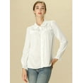 thumbnail image 4 of INSPIRE CHIC Blusa Camisa Tops Con Botones Manga Larga Pu?o Elástico Detalle De Volantes Para Mujeres Blanco L, 4 of 6