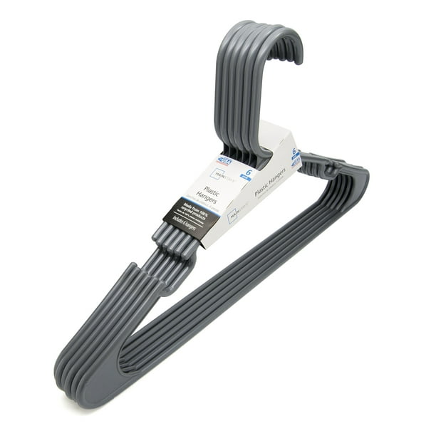 Mainstays Grey Hangers, 6 Count