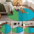thumbnail image 6 of Color Ombre Striped Round Area Rugs 3 ft, Minimalist Green Teal Blue Gradient Modern Washable Small Area Rug with Non-Slip Sturdy Edge Binding Round Front Door Mat Floor Carpet for Entryway, 6 of 9