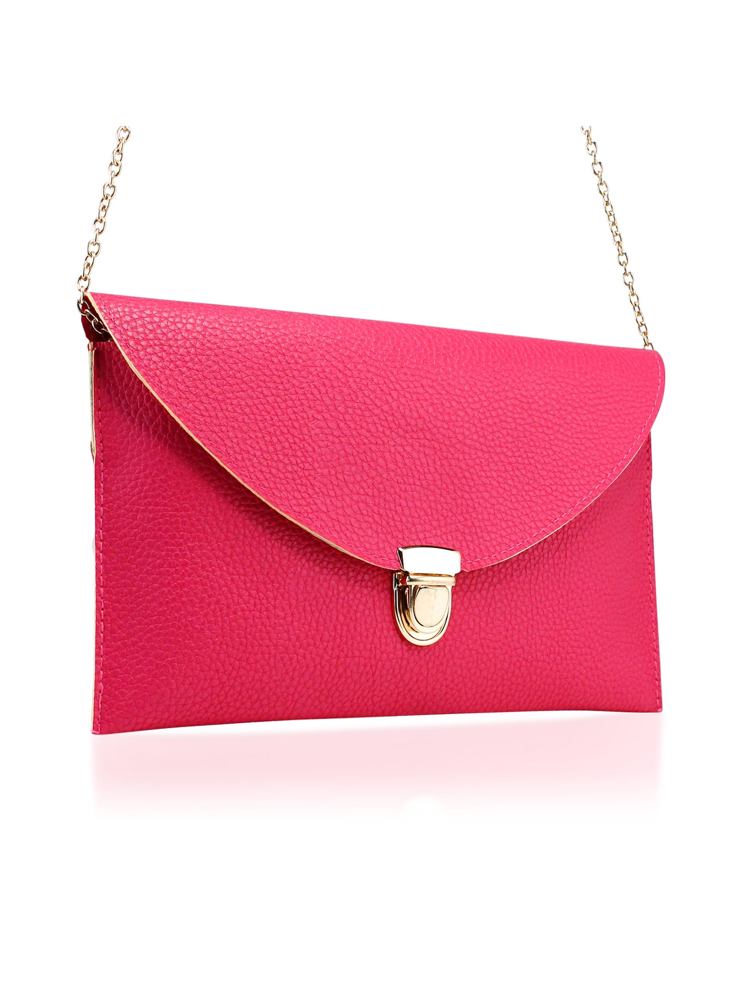 Women Girl Envelope Clutch Bag Solid Color  Purse Party Shoulder  Handbag 