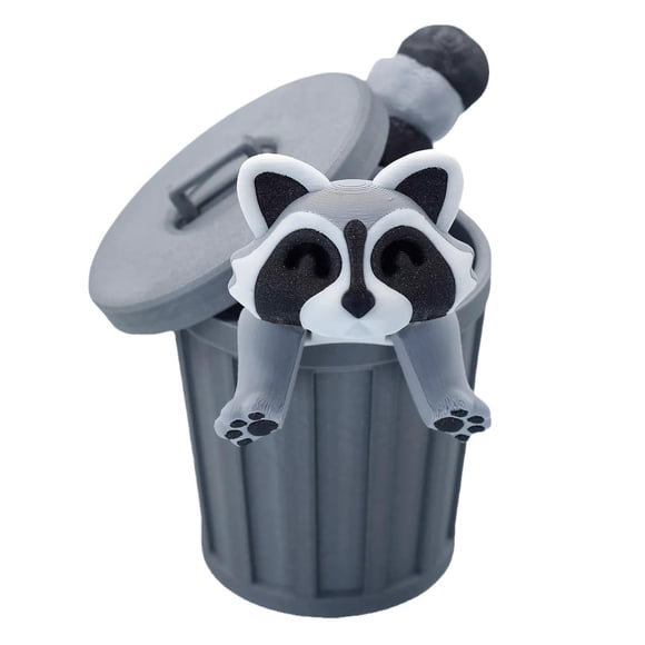 Yatlte Raton Laveur Gris, Raton Laveur Poubelle Noir et Blanc, Raton Laveur Articulé avec Poubelle, Panda Poubelle, Jouet Anti-Stress Raton Laveur Articulé pour Enfants