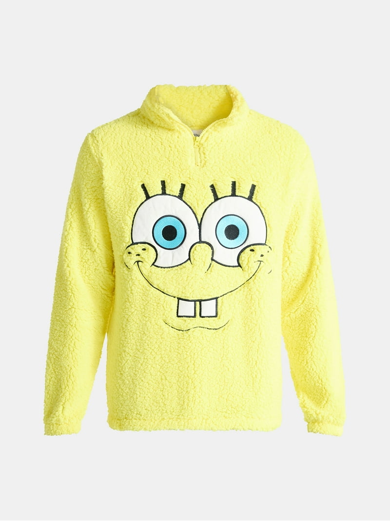 SpongeBob SquarePants Men's and Big Men's Plush Fleece Quarter Zip
