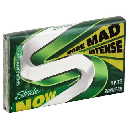 Stride Spearmint Sugarfree Gum, 14 pieces