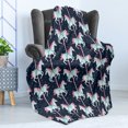 thumbnail image 4 of Baby Soft Flannel Fleece Throw Blanket, Carousel Horses Playthings Merry Go Round Joyful Circus Amusement Park, Cozy Plush for Indoor and Outdoor Use, 50" x 70", Indigo Pale Blue Pink, by Ambesonne, 4 of 5