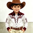thumbnail image 2 of KHONTS Western Cowboys Shirts for Kids Button down Casual Collared Shirts,Size 4-13 Years Wine 170, 2 of 3