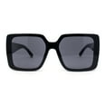 thumbnail image 2 of Womens Oversized Inset Lens Rectangular Plastic Chic Butterfly Sunglasses All Black, 2 of 4
