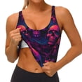thumbnail image 3 of Pofeuu Purple-Red Skull Print Sports Bra for Women Sexy Vest Yoga Running Gym Fitness Crop Bras Tops-Large, 3 of 8