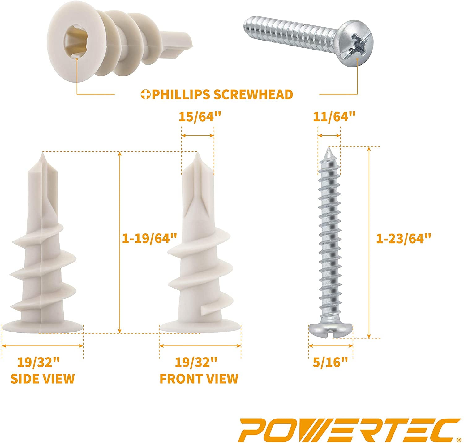 POWERTEC 10PK 2-1/2 in. Stainless Steel Hose Hangers with Self Tapping Drywall Anchors and Screws (70264-P2)