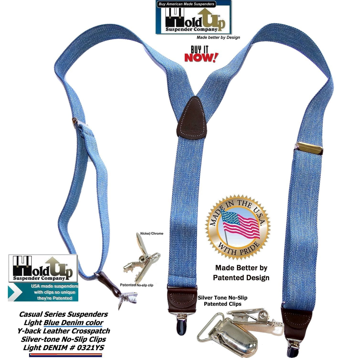 Holdup Suspender Company Inc Holdup Light Blue Denim Suspenders Y