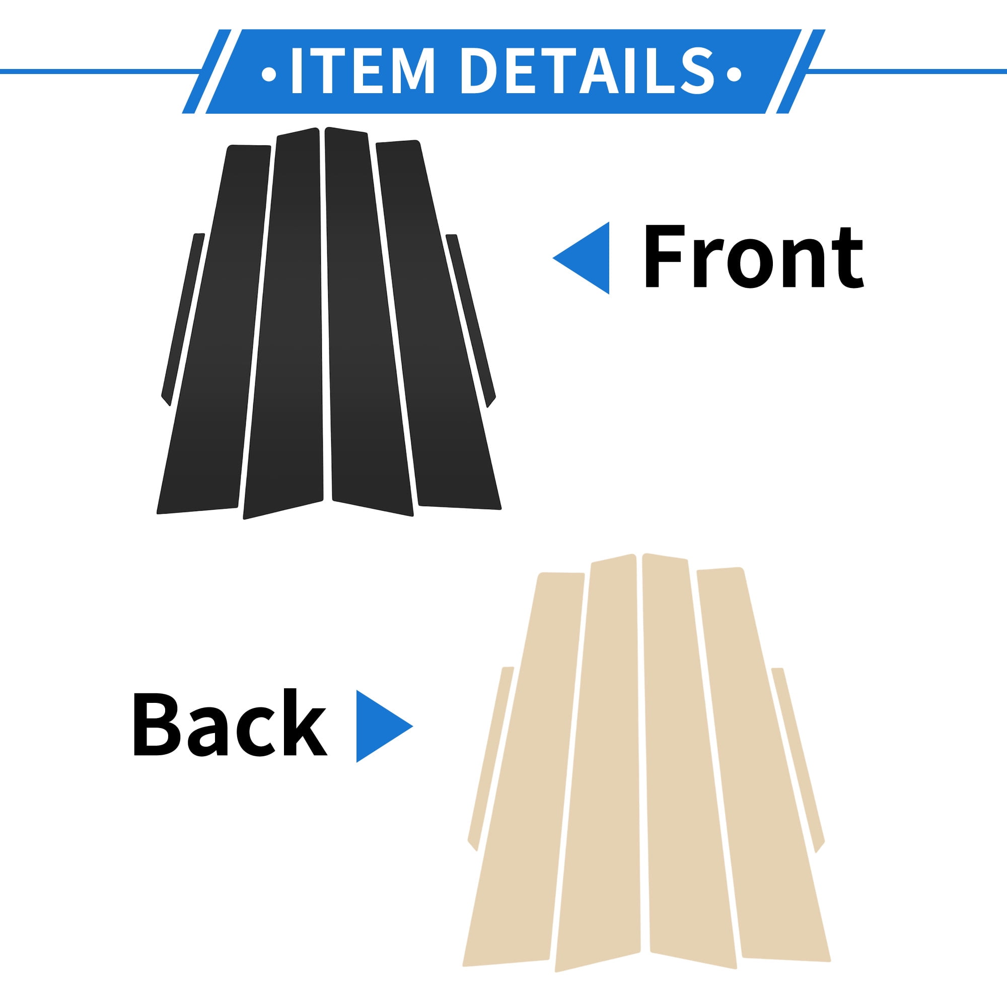 Unique Bargains 6 Pcs Door Pillar Window Trim for Cadillac CTS 2014-2015 Front Rear Black