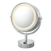 NeoModern LED Lighted Mirror with 5X/1X magnification in Polished Nickel, by Kimball & Young
