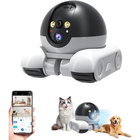 Blinky Bot Camera, 4k Spymate Robot, Movable Patrol Bot Camera, Wi-Fi Connection Remote Control, Patrol Bot Pro Two-Way Audio Talk, Night Vision, for Elderly/Pet