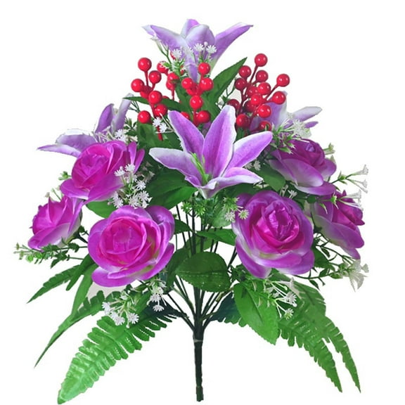 SHIMELE Artificial Silk Roses Bouquet 18 Heads - Realistic Fake Flowers for Wedding, Valentine's Day, Home Decoration & Events