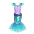 thumbnail image 3 of Disney-vestido de la Sirenita Ariel para niña, conjunto de disfraz de sirena, ropa de fiesta de cumpleaños y Carnaval, 3 of 5