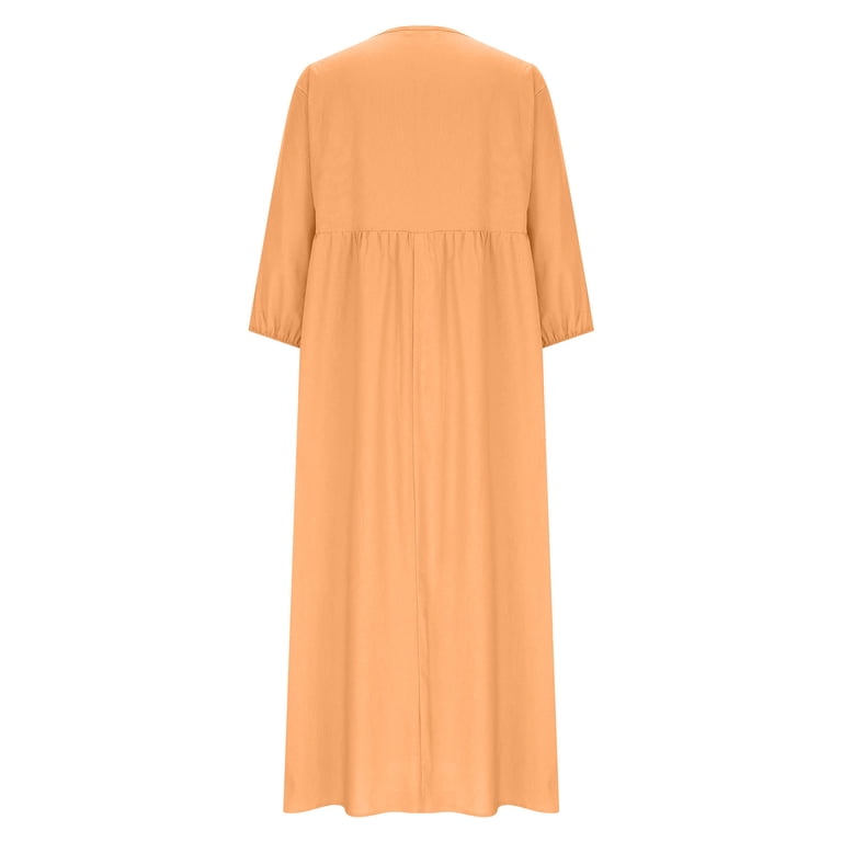 Blmnix Plus Size Women's Dresses Cotton Linen Fit & Flare Tea-Length Skirt Yellow V-Neck 3/4 Sleeve Sweater Dress,XXL - Walmart.com Blmnix Plus Size Women's Dresses Cotton Linen Fit & Flare Tea-Length Skirt Yellow V-Neck 3/4 Sleeve Sweater Dress,XXL - Walmart.com