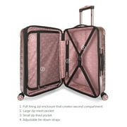 iFLY Fibertech 20 Hardside Carry-on Suitcase – Expandable Spinner Luggage for Travel, Rose Gold