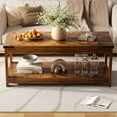 thumbnail image 3 of Homieasy 43.3” Farmhouse Wood Coffee Table with Storage Shelf, Modern Center Table for Living Room,Rustic Brown, 3 of 8
