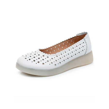 

Colisha Womens Casual Shoes Slip On Flats Comfort Loafers Work Lightweight Nurse Shoe Anti-Slip White 4.5