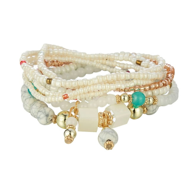 SIfdSeng Bracelets Empilables Perles Dames Hommes Bracelet Extensible Multicouche Ensemble Bijoux Multicolores Bracelets Sœur pour Femmes Bracelets Assortis Mignons pour Adolescentes Perles Noires pour Bracelets