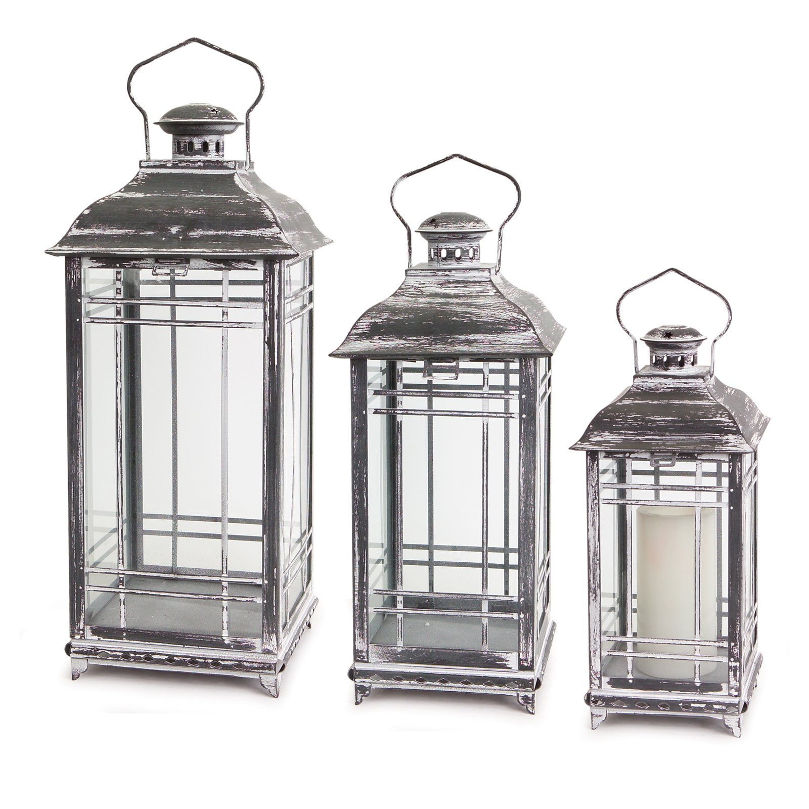 Melrose International Gray Lantern Set of 3