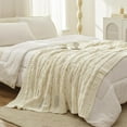 thumbnail image 2 of Decorative Chunky Knit Blanket + 50x60 Inch – Soft Chenille, Breathable Cable Knit, Cozy Throw for Couch, Chair, Sofa, or Living Room, Ivory, 2 of 4