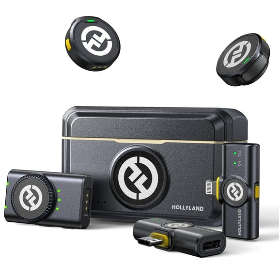 Hollyland Lark M2 Micrófono Lavalier inalámbrico para iPhone/Android/cámara/PC/portátil con Lightning/USB-C/enchufe, 48 KHz 24 bits, alcance de 1000 pies, cancelación de ruido, batería de 30 horas par