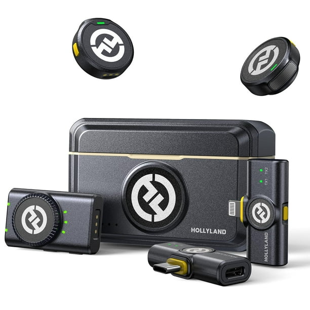 Hollyland Lark M2 Micrófono Lavalier inalámbrico para iPhone/Android/cámara/PC/portátil con Lightning/USB-C/enchufe, 48 KHz 24 bits, alcance de 1000 pies, cancelación de ruido, batería de 30 horas par