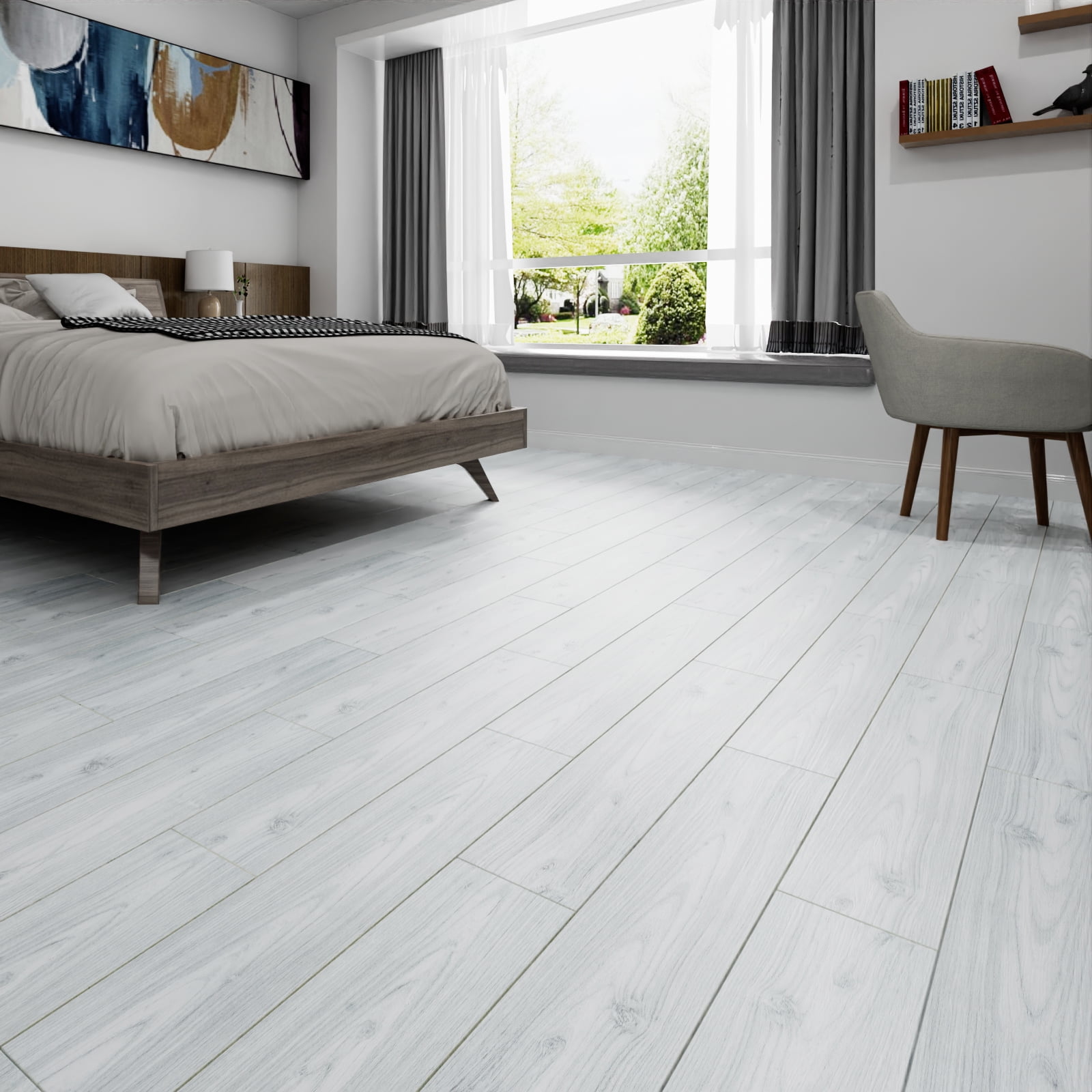 LaCheery Self-Adhesive Grey White Peel and Stick Wood Planks for Floor  6\, image size:1600x1600