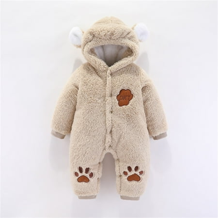 

LEEy-world Baby Boys Girls Long Sleeve Cute Cartoon Fleece Patchwork Bear Ears Hooded Romper Summer Baby Clothes
