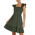 thumbnail image 3 of Sentmoon Robe de Demoiselle d'Honneur de Printemps Robes Maxi pour Femmes Été 2026 Couleur Unie Sans Manches Encolure Carrée à Volants Coupe Régulière Robes de Demoiselle d'Honneur pour Femmes pour la Ville et les Voyages S-TG, 3 of 6