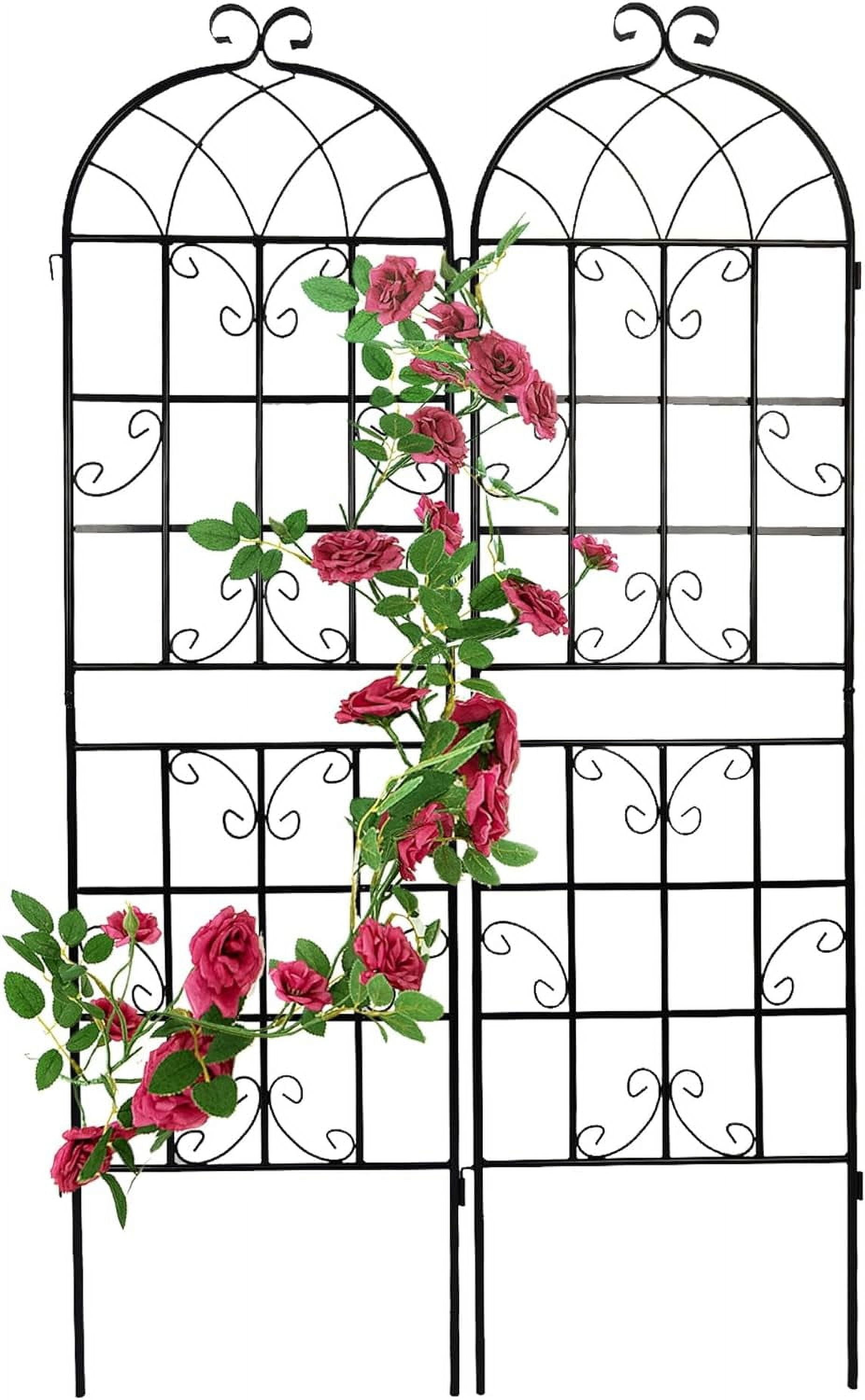 4 Pack Large Garden Trellis 86.7" H x 19.7" W Heavy Duty Rustproof White Iron Plant Trellis for Potted Plant Support Metal Climbing Rose Trellis Vine Vegetable Cucumber