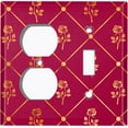 thumbnail image 4 of Metal Light Switch Plate Cover Elegant Yellow Tufted Rose Burgundy Damask DAM080, 4 of 13