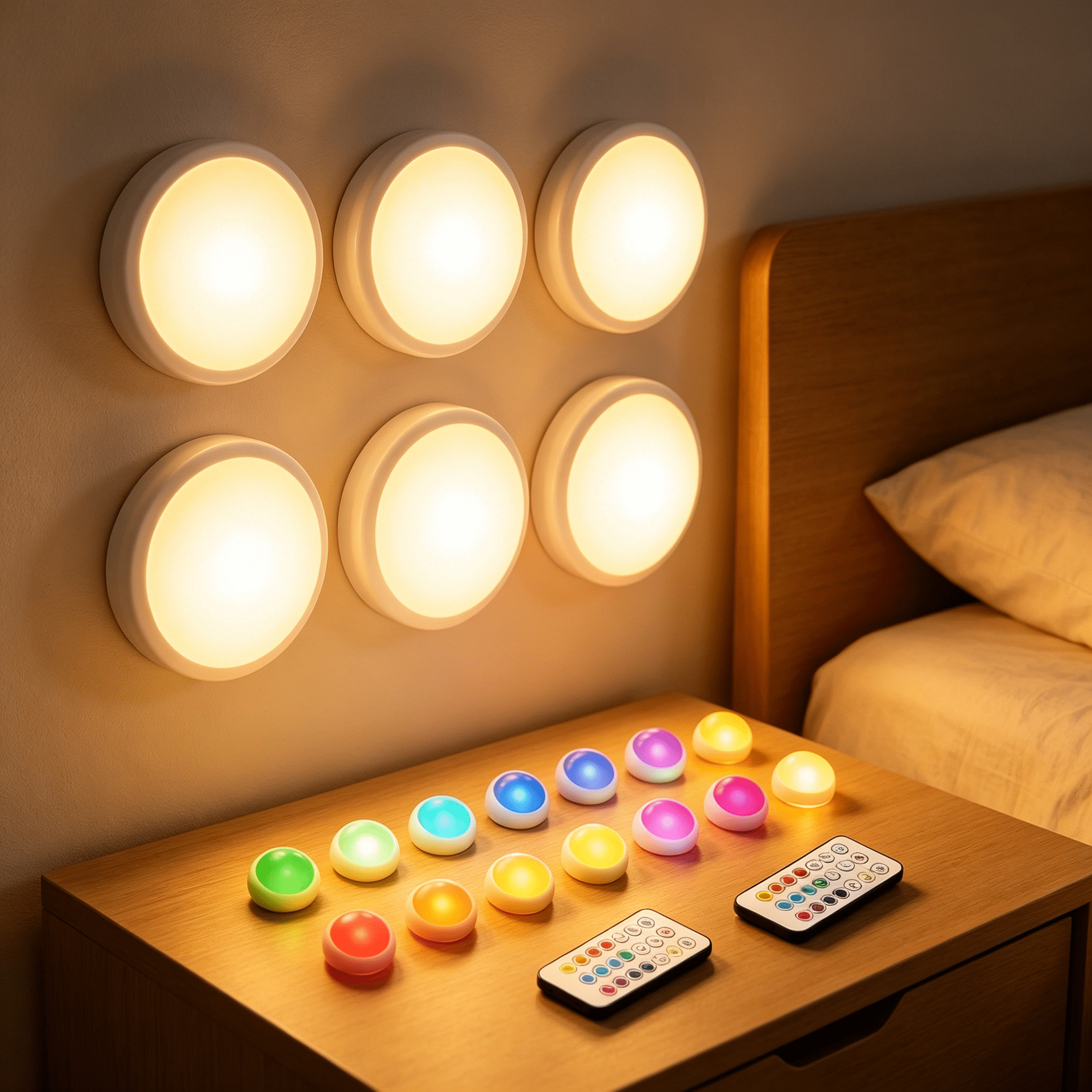 HIBIBUD 2026 New Led Puck Lights with Remote,6 Pack Color Changing Rgbw Stick-On Light,Battery Powered,Dimmable Under Cabinet Lighting with Timer & Memory,Wireless Push Lights for Kitchen & Closet