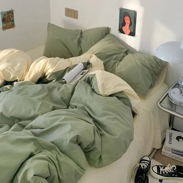 Color sólido Juegos de cama, funda nórdica suave con fundas de almohada y sábana