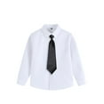 thumbnail image 4 of THDHVS Boys White Button Down Shirt,Boys Uniform Shirts,Boys Solid Color Long Sleeve Shirt with Tie for School Black 14-15 Years, 4 of 5