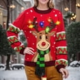 thumbnail image 2 of Suéter con luz LED para mujer, Jersey de punto de Reno y alce de dibujos animados de Navidad, Tops de fiesta divertidos, suéter feo rojo de Navidad, nuevo, 2 of 3
